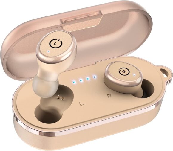 Best gifts ideas for girl: TOZO T6 True Wireless Earbuds Bluetooth 5.3 Headphones Touch Control with Wireless Charging Case IPX8 Waterproof Stereo Earphones in-Ear Built-in Mic Headset Premium Deep Bass Rose Gold(2022 Upgraded)