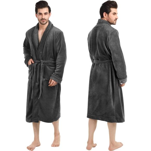 Best gifts ideas: Luxurious Mens Shawl Collar Fleece Bathrobe Spa Robe